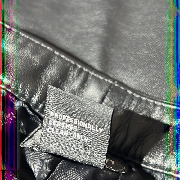 INC Jet Black Genuine Leather Straight Leg Mid Rise Pants - Picture 14 of 15